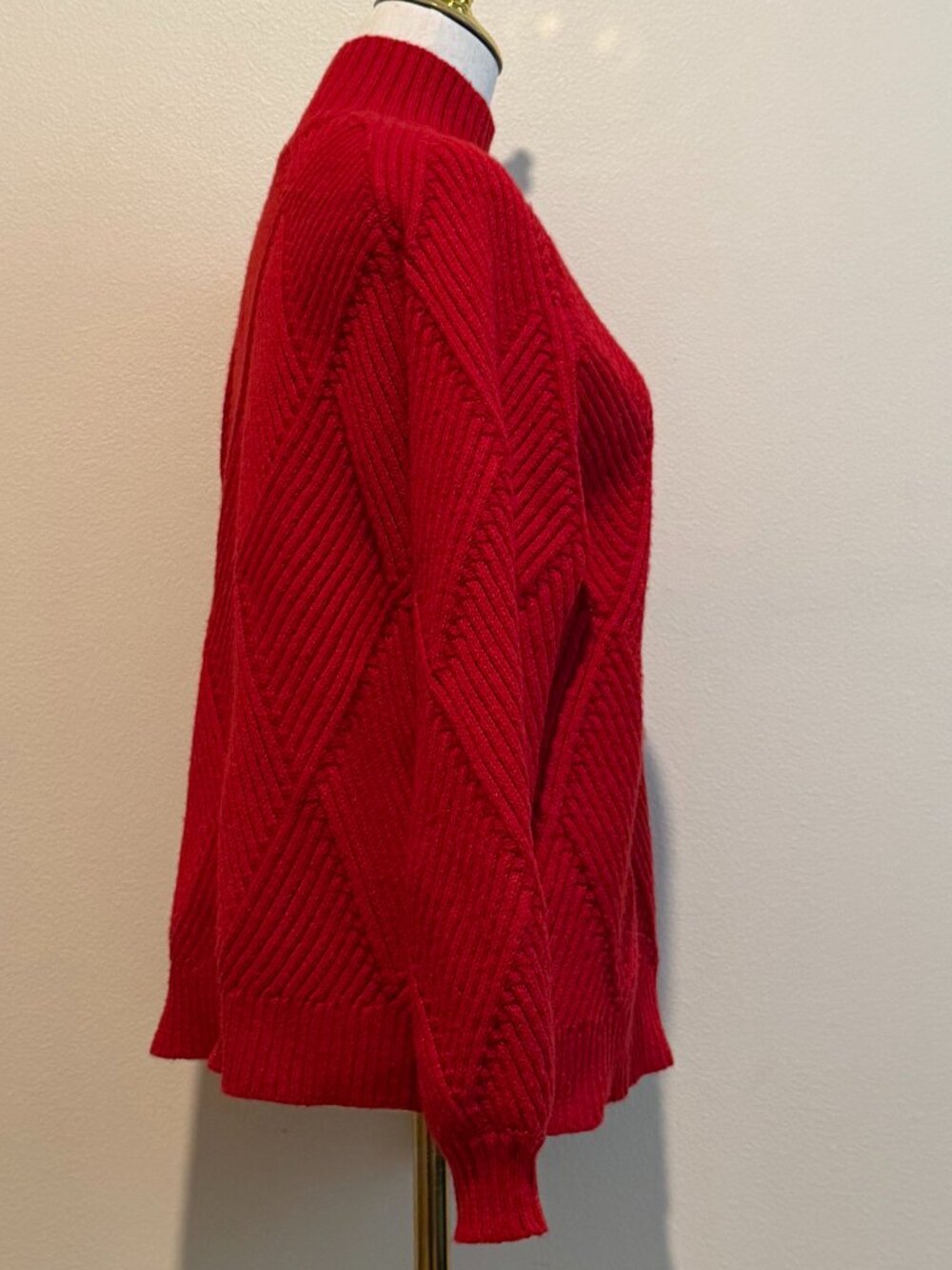 Elodie Red Cable Knit Turtleneck Sweater Small - Picture 3 of 8